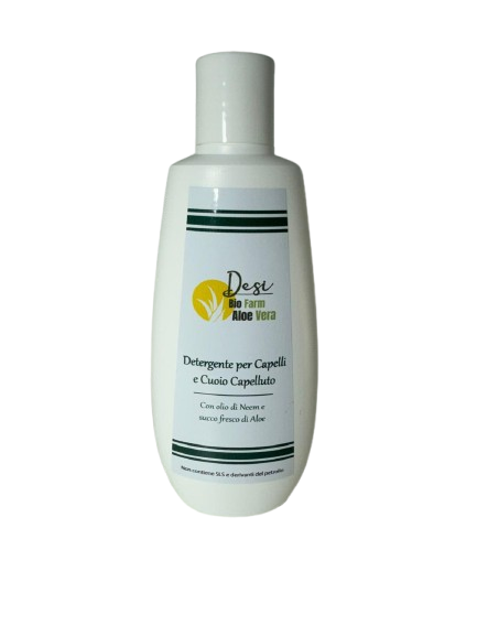 Detergente shampoo delicato 200 ml con Aloe, Neem e Tea Tree per la detersione quotidiana di cute e capelli.